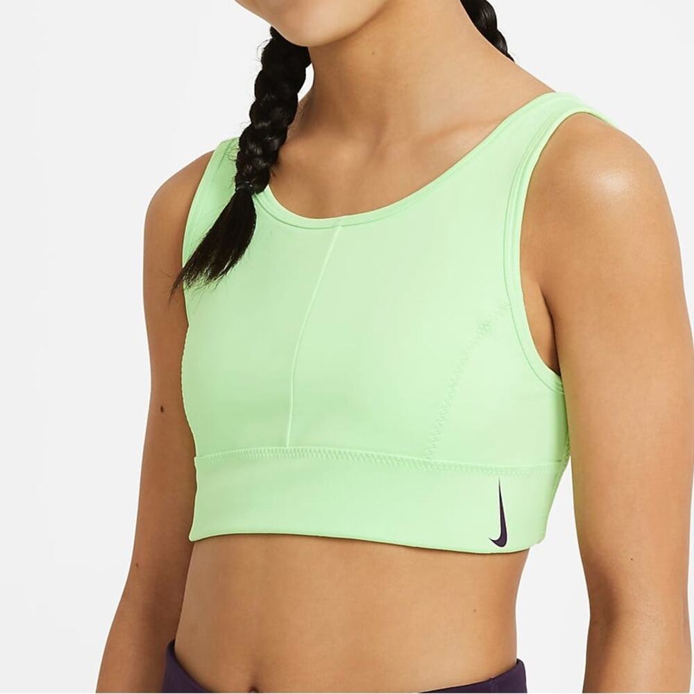 Nike Lime Green Lux Swoosh Medium Impact Sports Bra Size Medium
